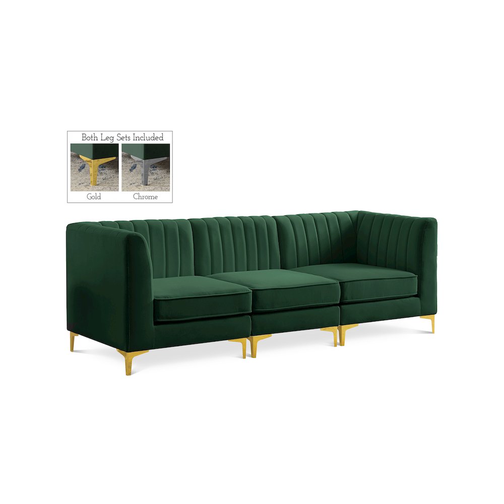 Alina Green Velvet Modular Sofa. Picture 1