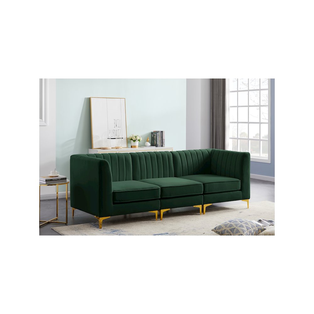 Alina Green Velvet Modular Sofa. Picture 2