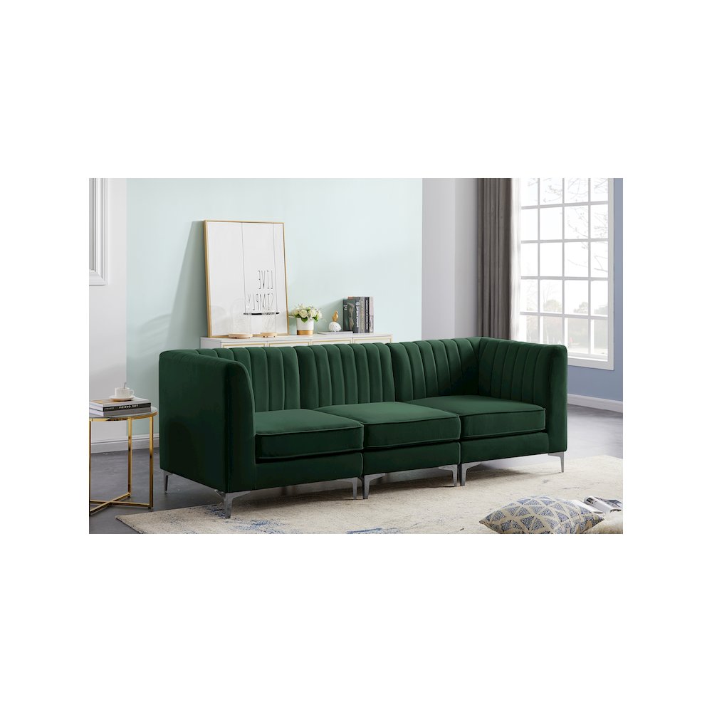 Alina Green Velvet Modular Sofa. Picture 3