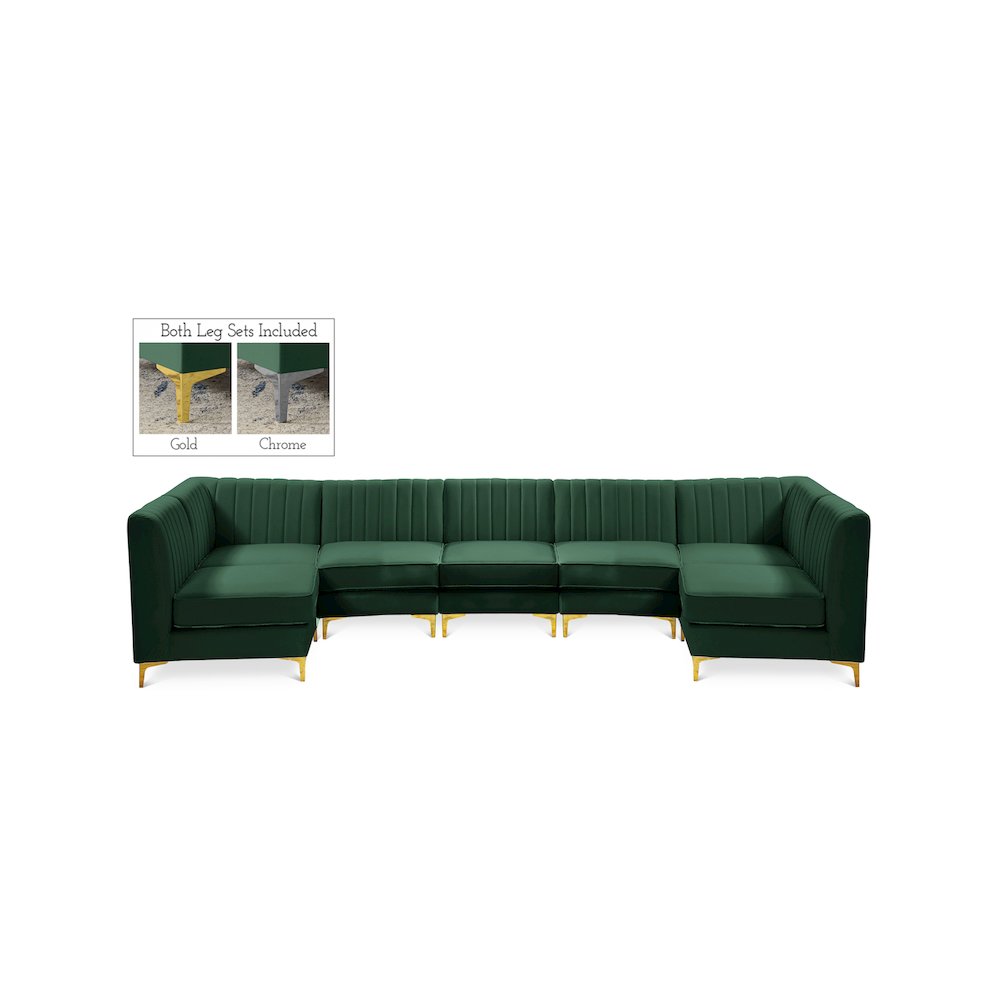 Alina Green Velvet Modular Sectional. Picture 1