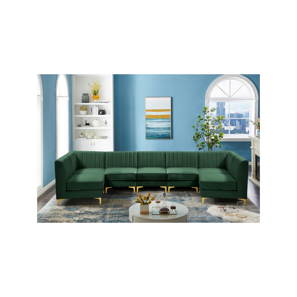 Alina Green Velvet Modular Sectional. Picture 2