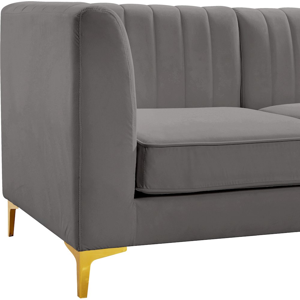 Alina Grey Velvet Armless Chair. Picture 11