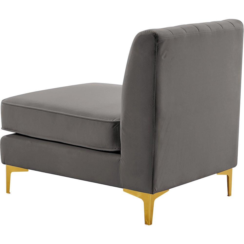 Alina Grey Velvet Armless Chair. Picture 4