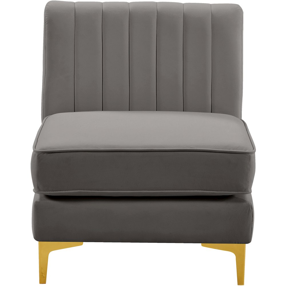 Alina Grey Velvet Armless Chair. Picture 5