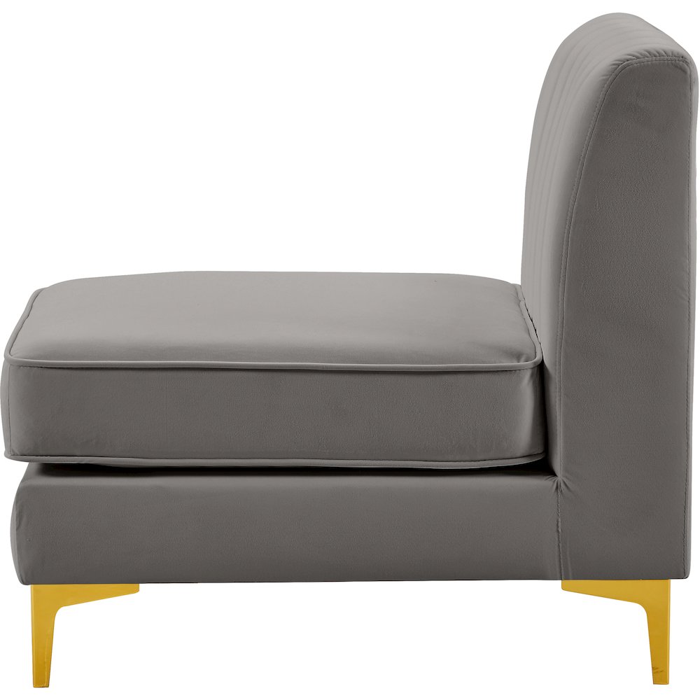 Alina Grey Velvet Armless Chair. Picture 6