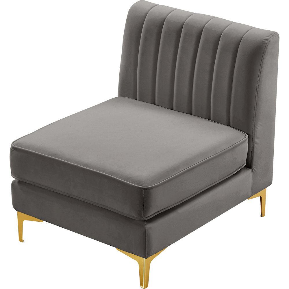 Alina Grey Velvet Armless Chair. Picture 7