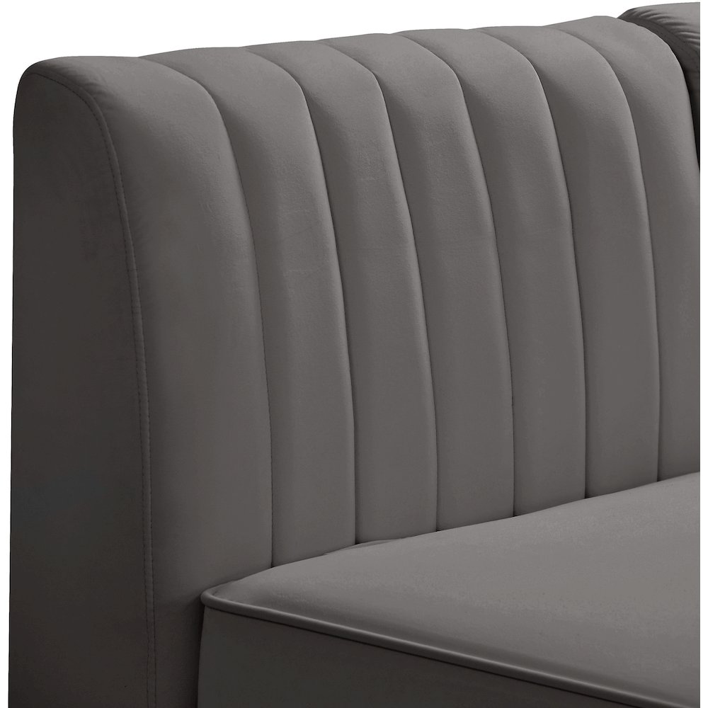 Alina Grey Velvet Corner Chair. Picture 9