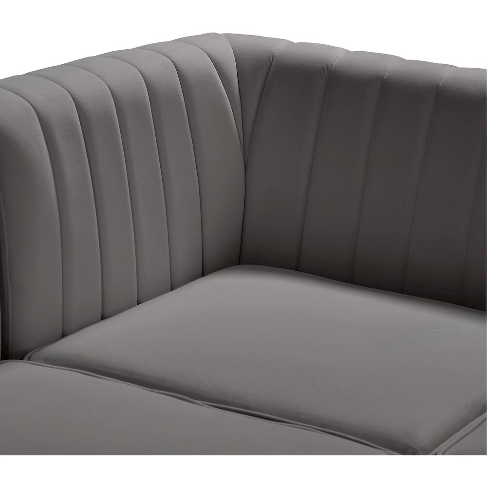 Alina Grey Velvet Corner Chair. Picture 10