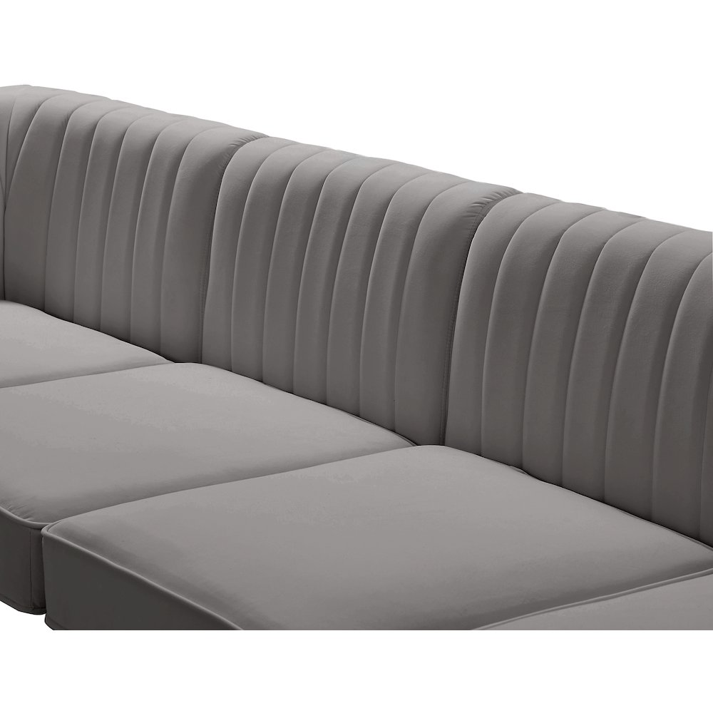 Alina Grey Velvet Corner Chair. Picture 11