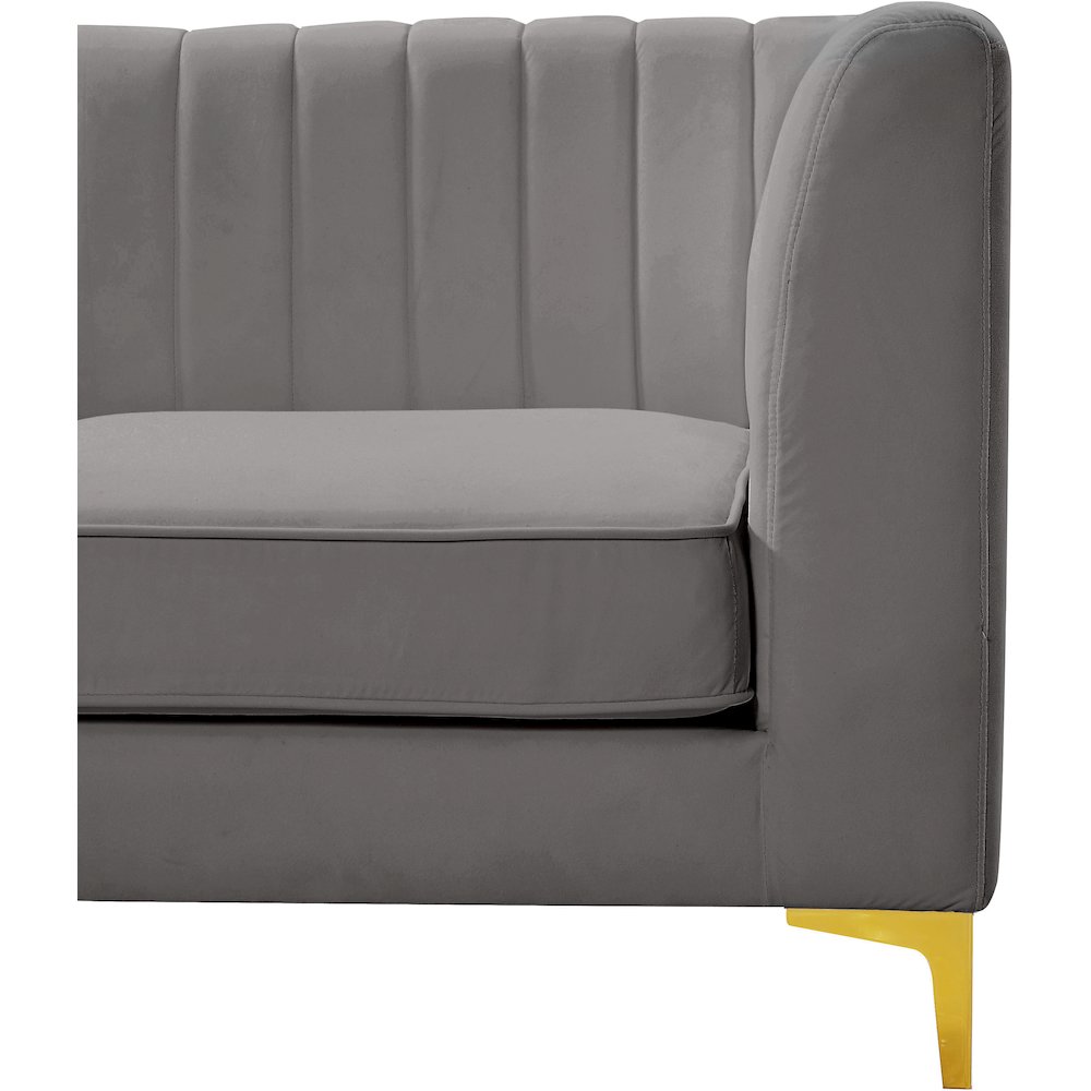 Alina Grey Velvet Corner Chair. Picture 13