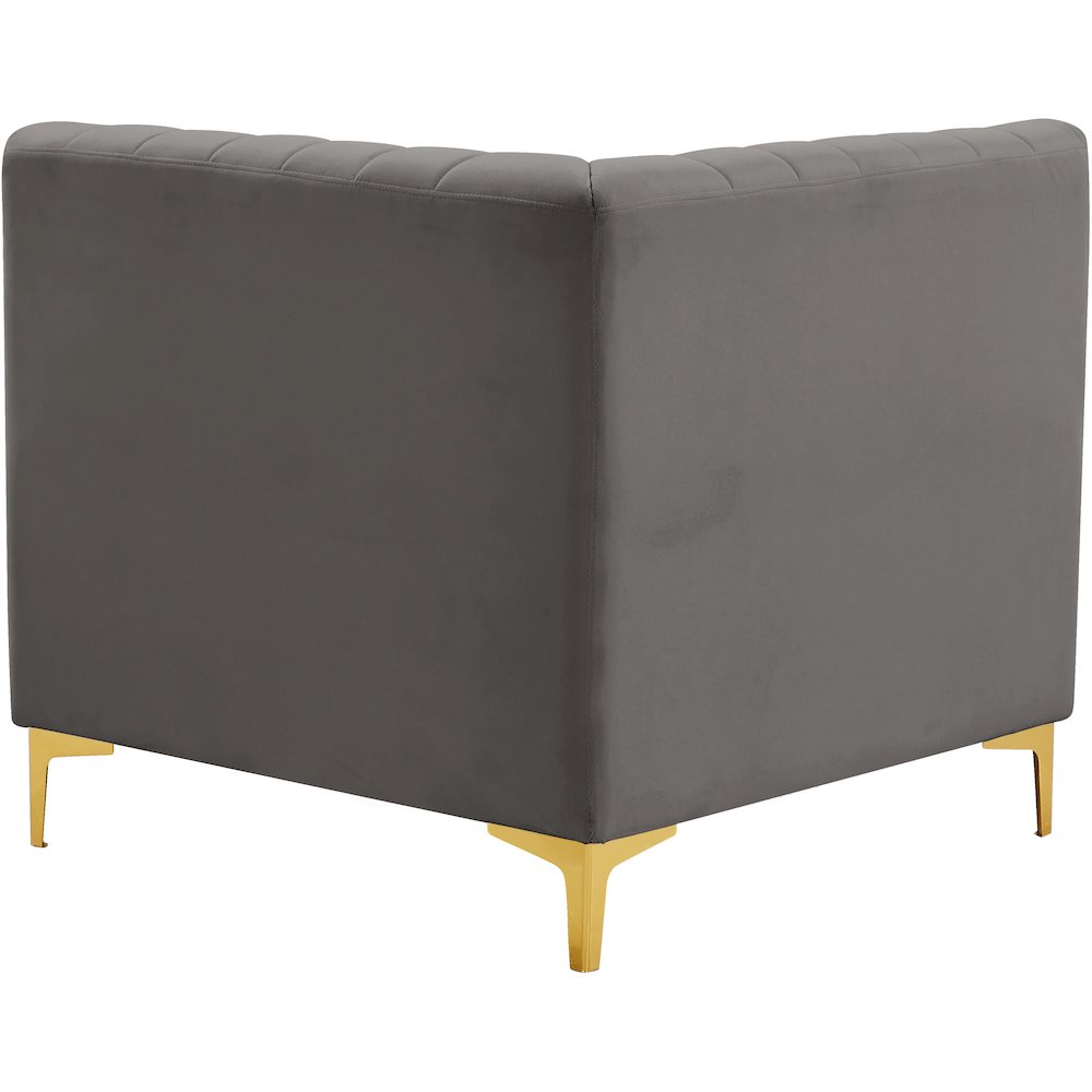 Alina Grey Velvet Corner Chair. Picture 4