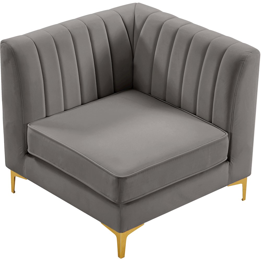 Alina Grey Velvet Corner Chair. Picture 5