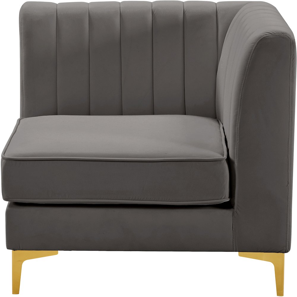 Alina Grey Velvet Corner Chair. Picture 6
