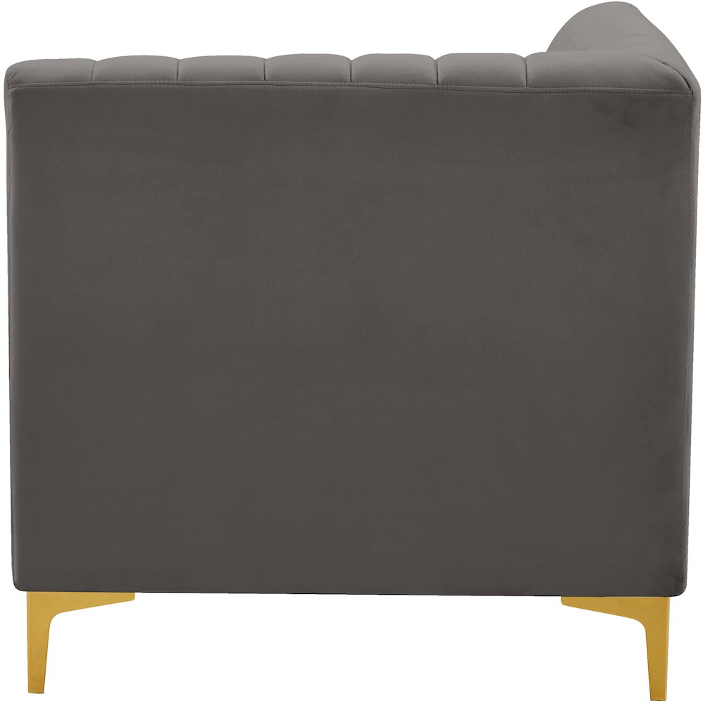Alina Grey Velvet Corner Chair. Picture 7
