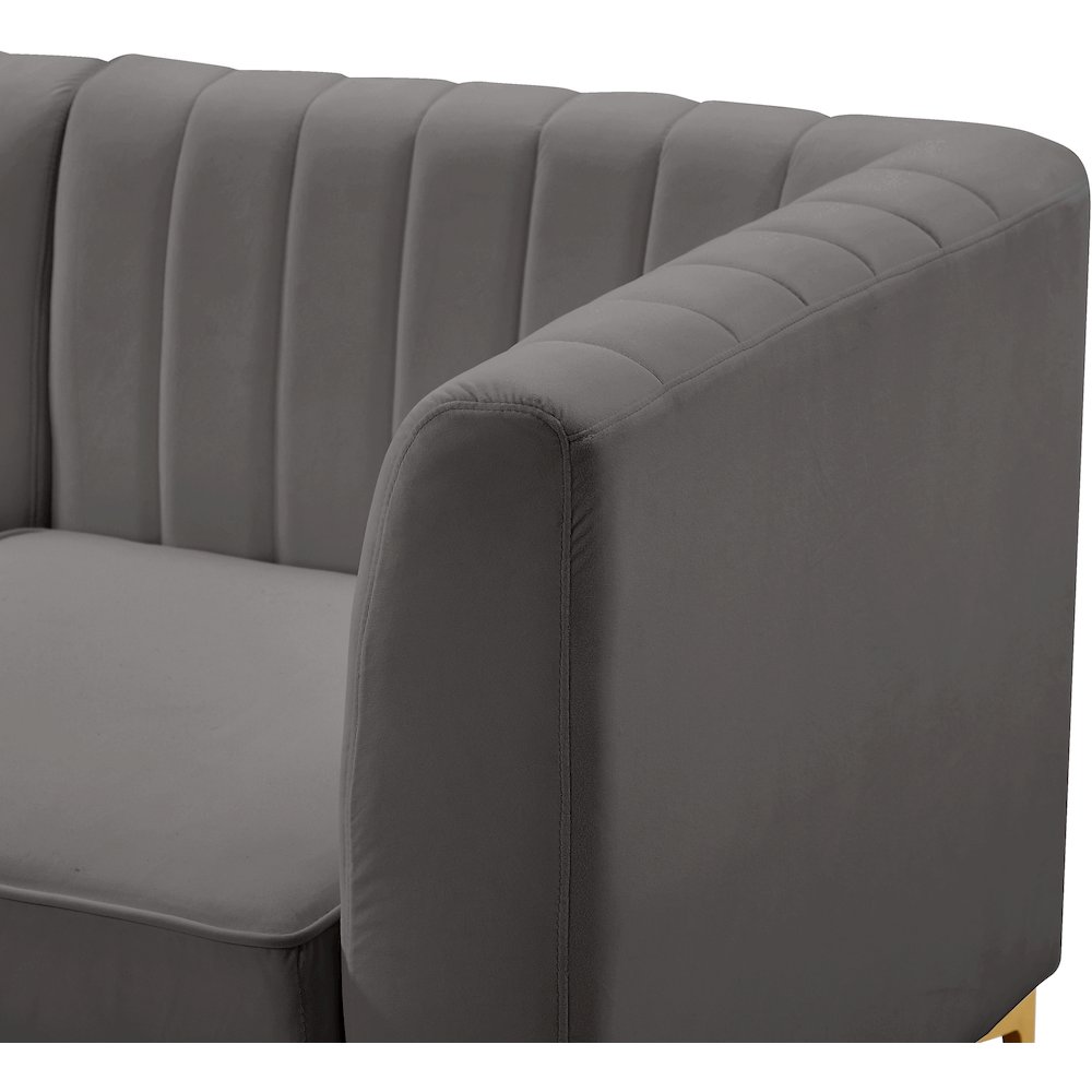 Alina Grey Velvet Corner Chair. Picture 8
