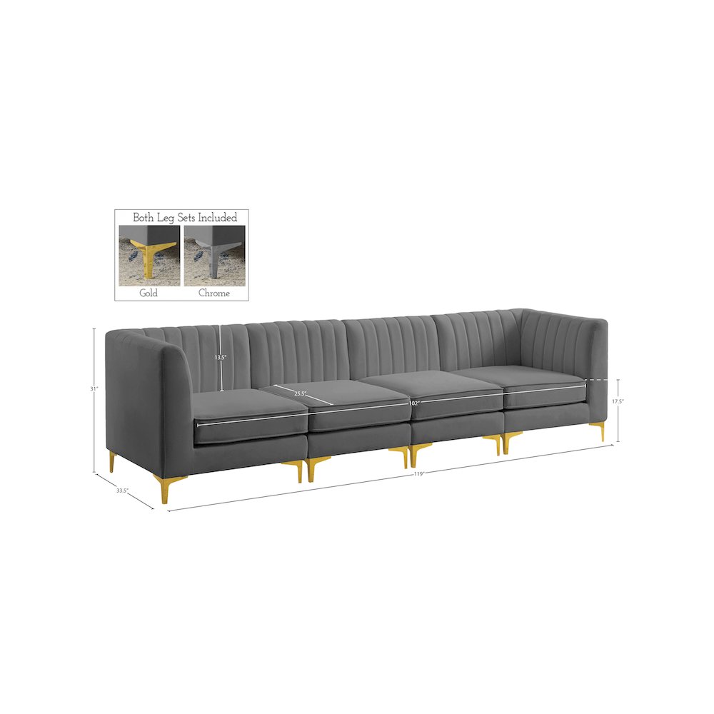 Alina Grey Velvet Modular Sofa. Picture 16
