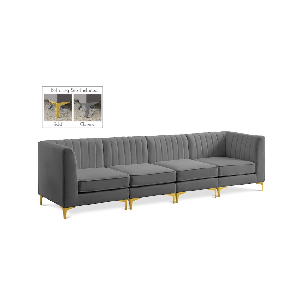 Alina Grey Velvet Modular Sofa. Picture 1