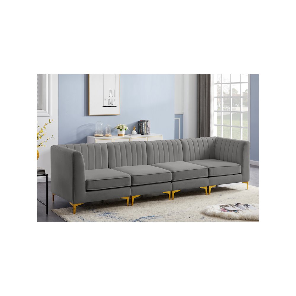 Alina Grey Velvet Modular Sofa. Picture 2