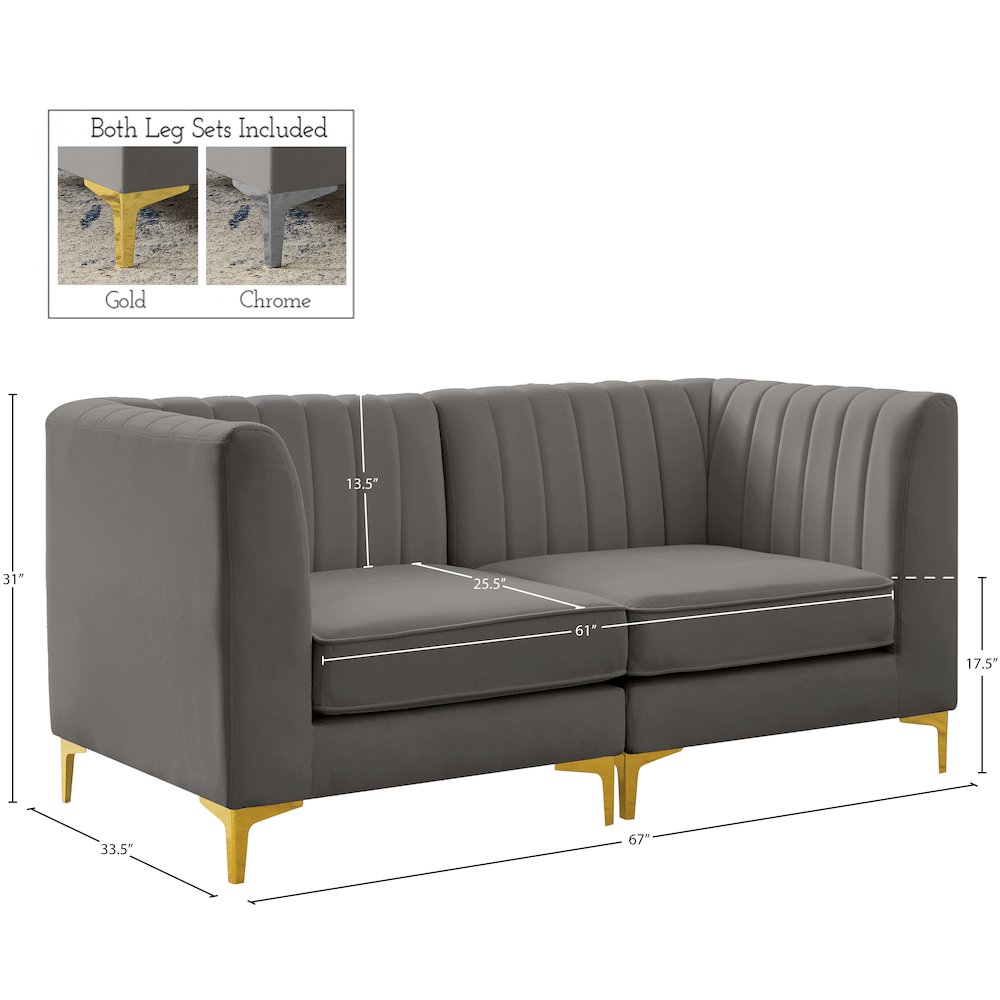 Alina Grey Velvet Modular Sofa. Picture 16