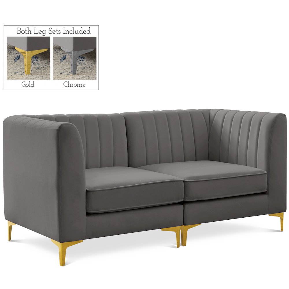 Alina Grey Velvet Modular Sofa. Picture 1