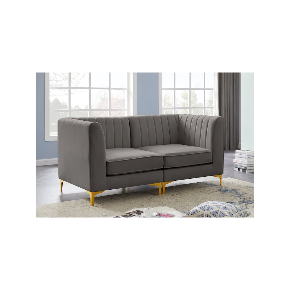 Alina Grey Velvet Modular Sofa. Picture 2