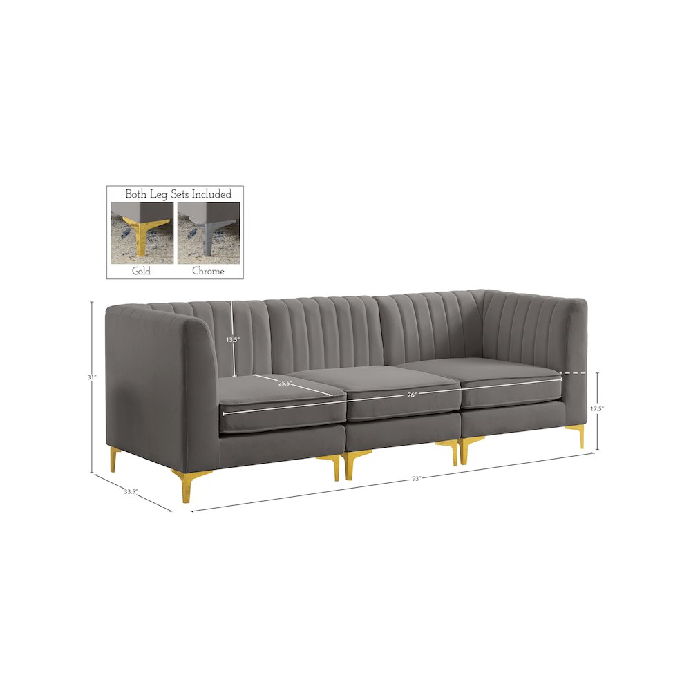 Alina Grey Velvet Modular Sofa. Picture 16