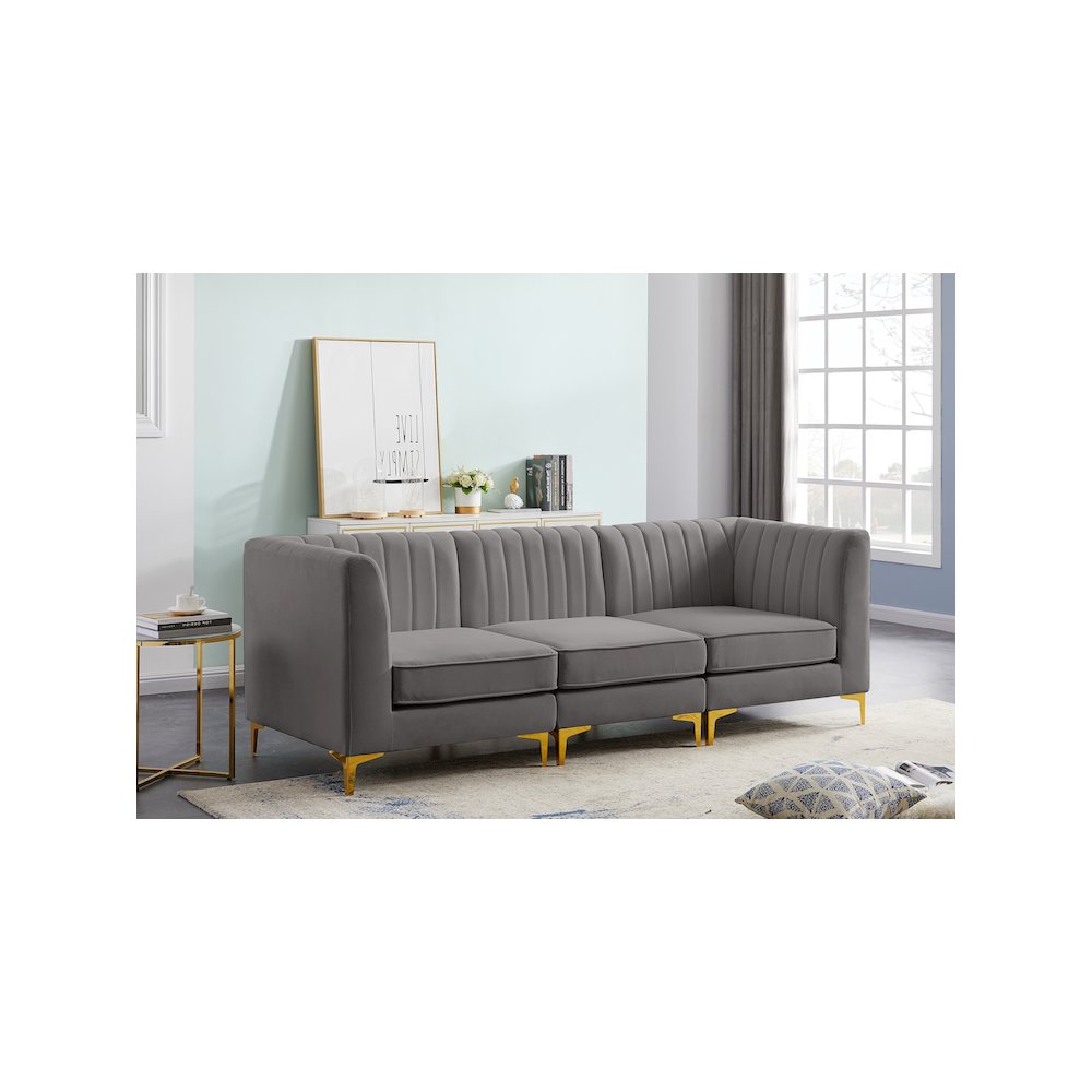 Alina Grey Velvet Modular Sofa. Picture 2