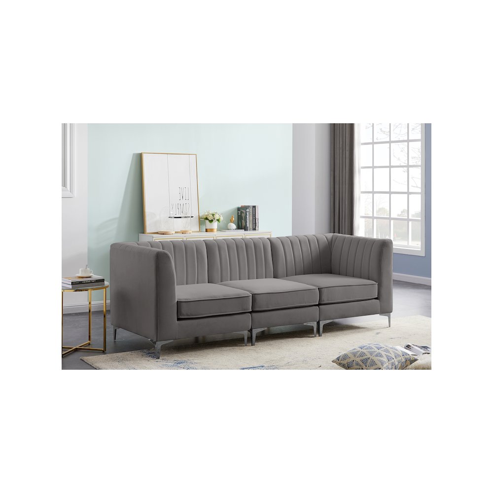 Alina Grey Velvet Modular Sofa. Picture 3