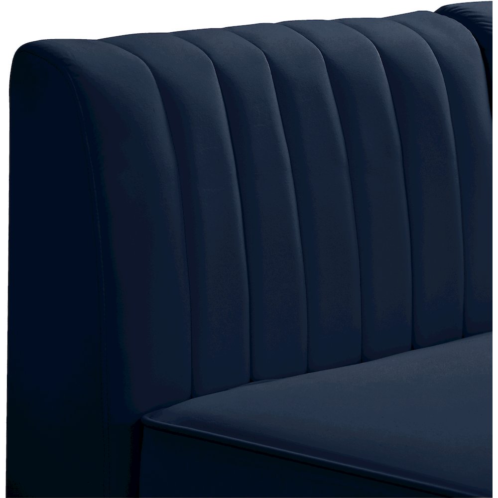 Alina Navy Velvet Armless Chair. Picture 9