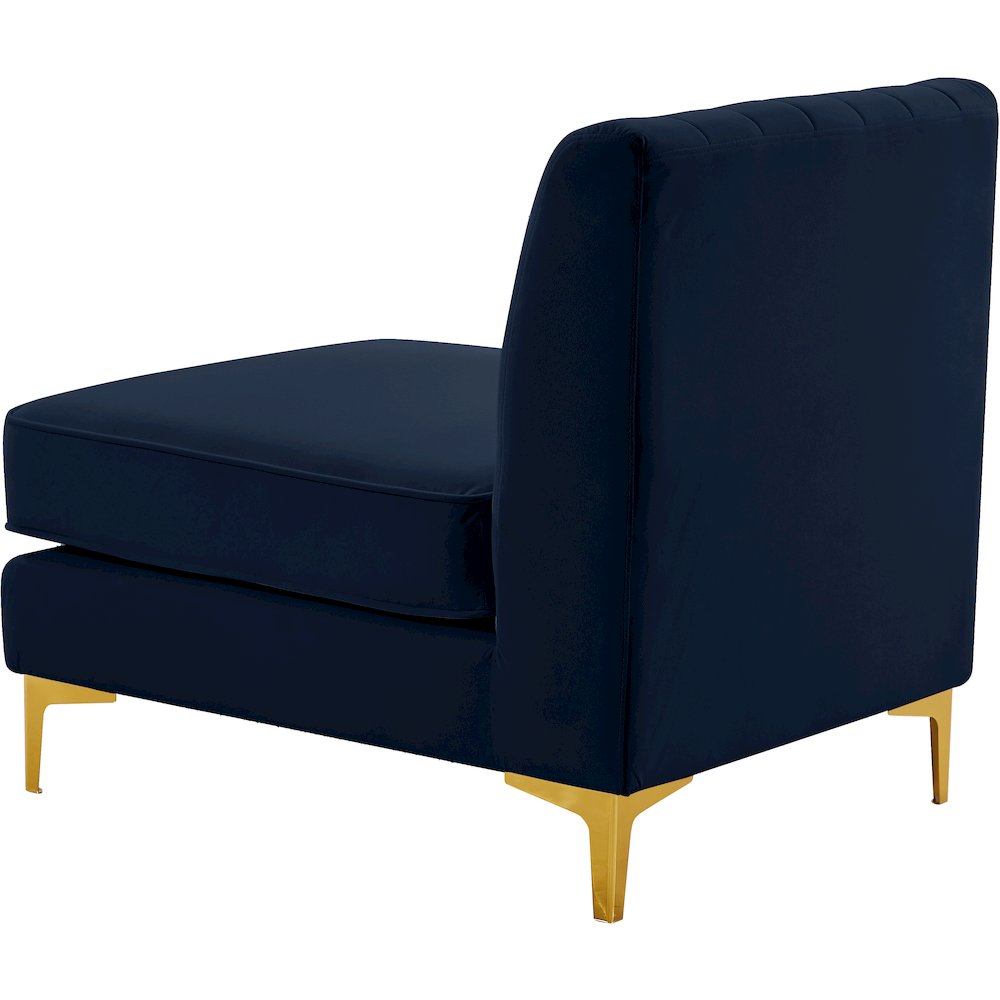 Alina Navy Velvet Armless Chair. Picture 4