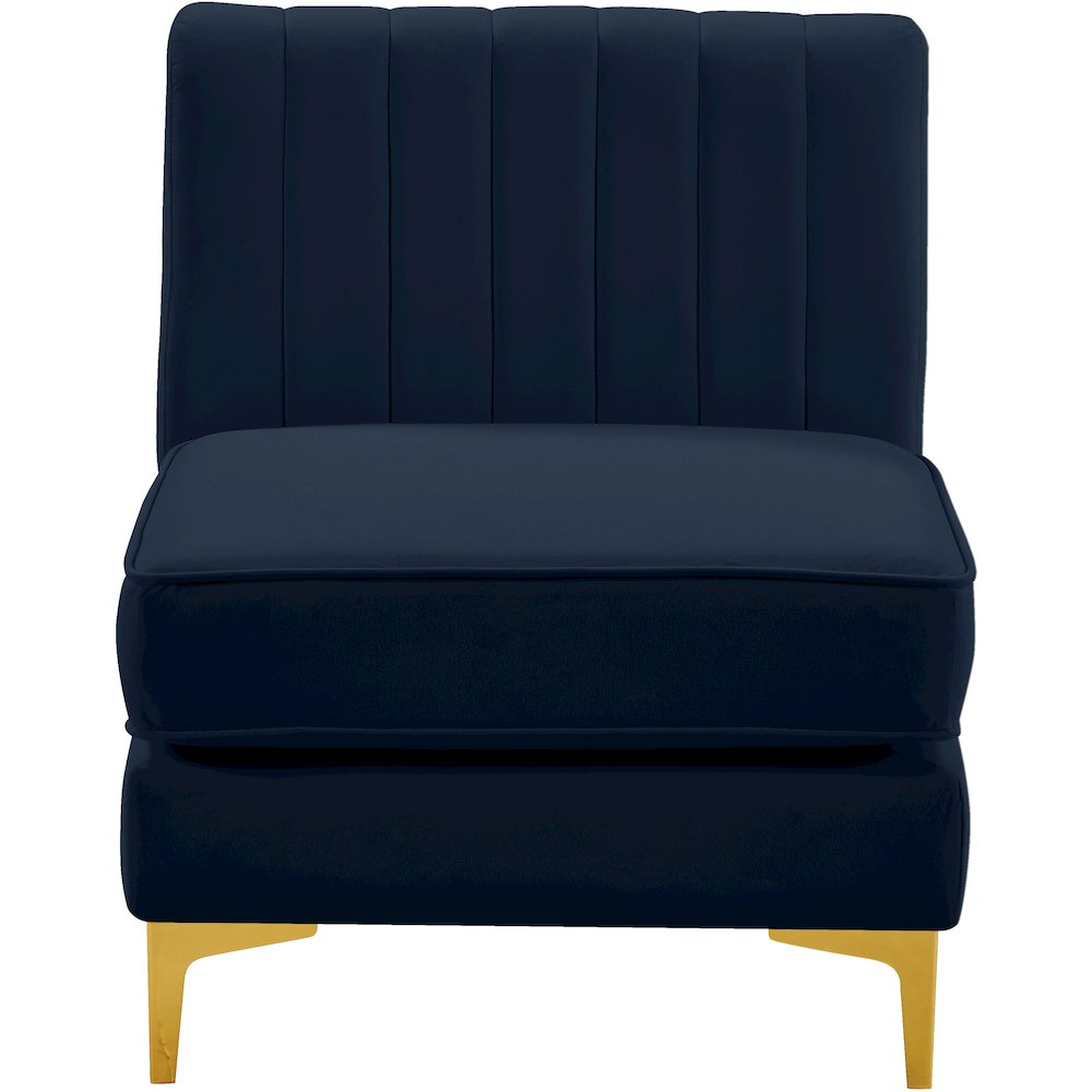 Alina Navy Velvet Armless Chair. Picture 5