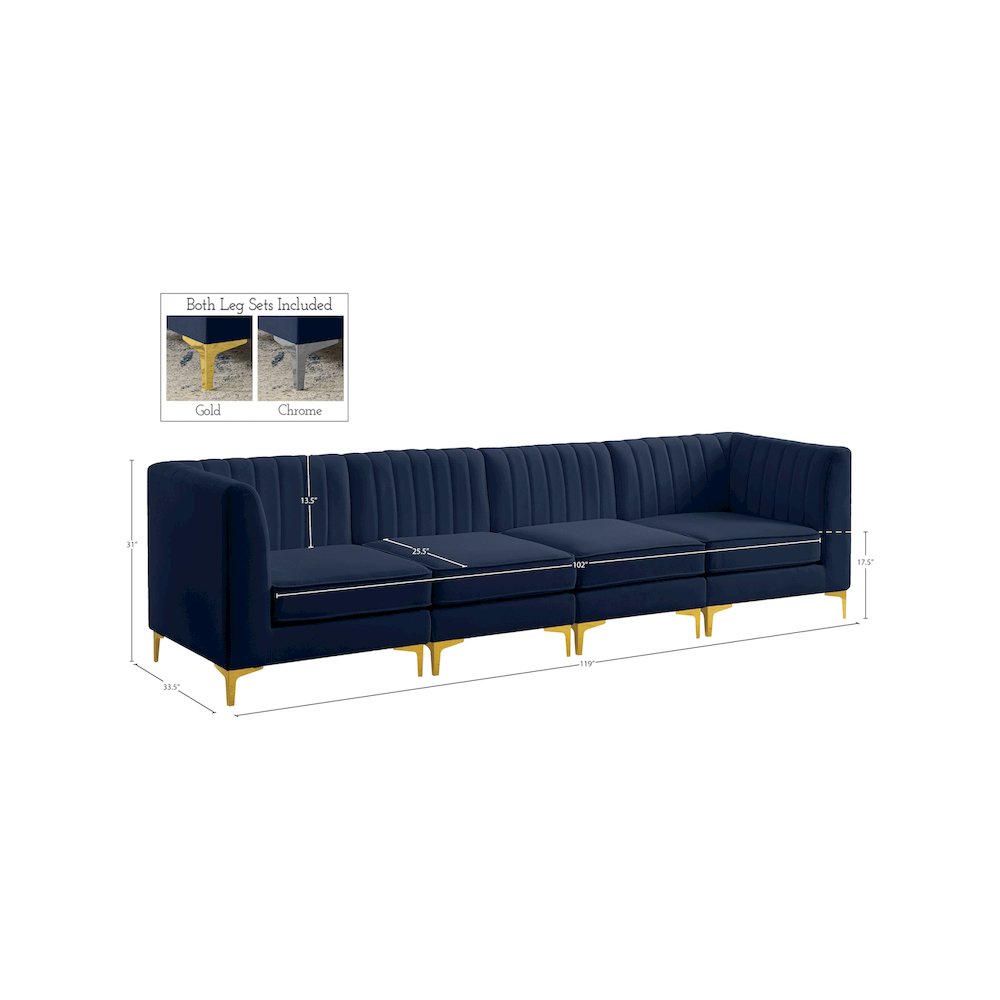 Alina Navy Velvet Modular Sofa. Picture 16