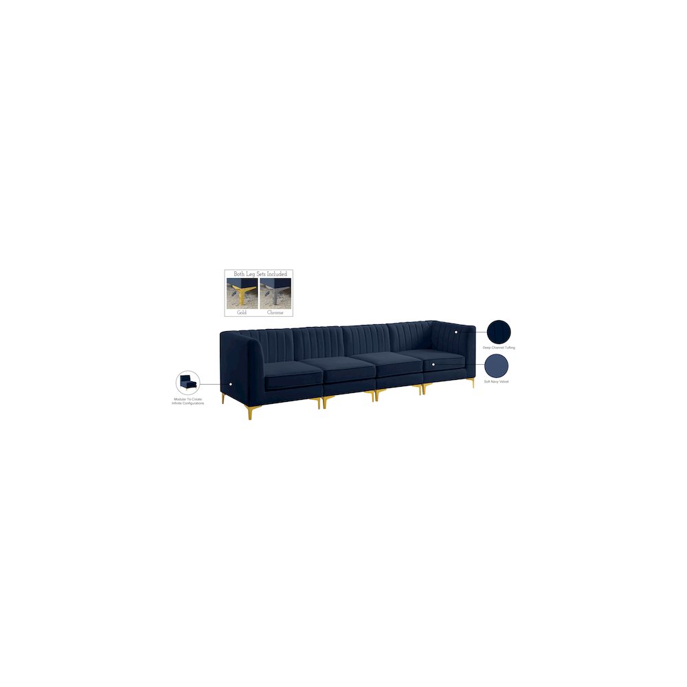 Alina Navy Velvet Modular Sofa. Picture 17