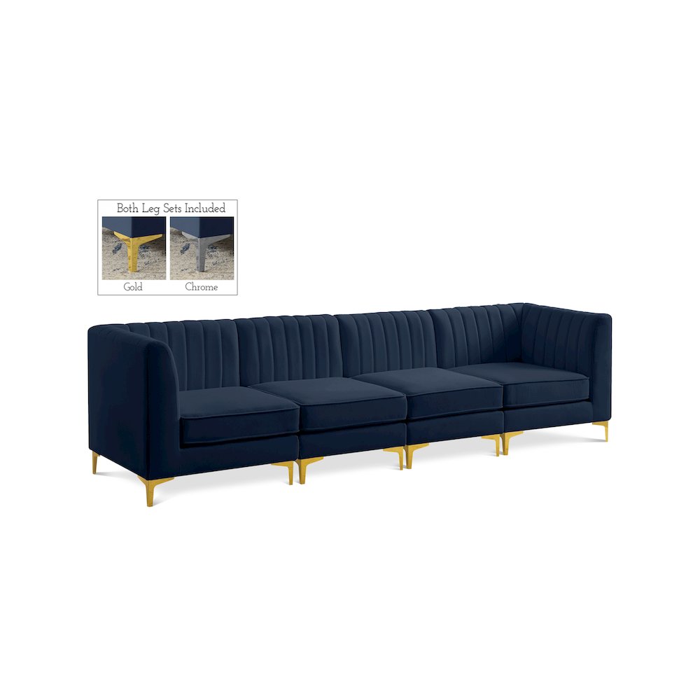 Alina Navy Velvet Modular Sofa. Picture 1