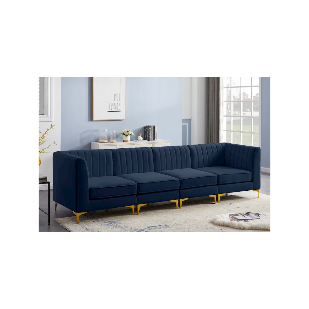 Alina Navy Velvet Modular Sofa. Picture 2