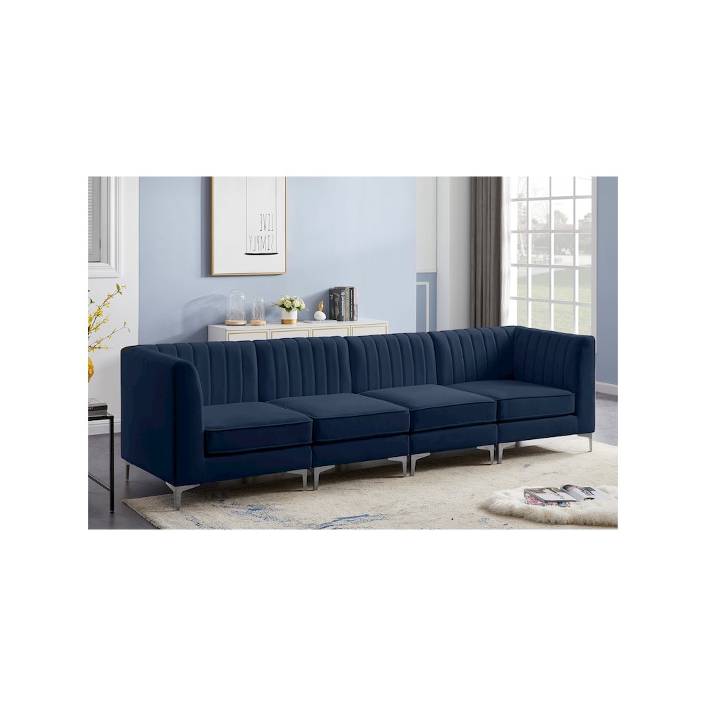 Alina Navy Velvet Modular Sofa. Picture 3