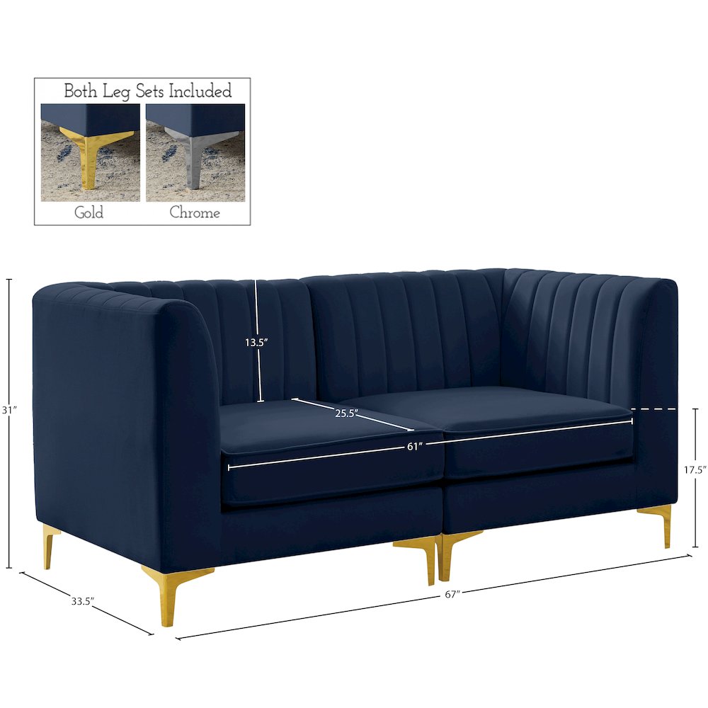 Alina Navy Velvet Modular Sofa. Picture 16