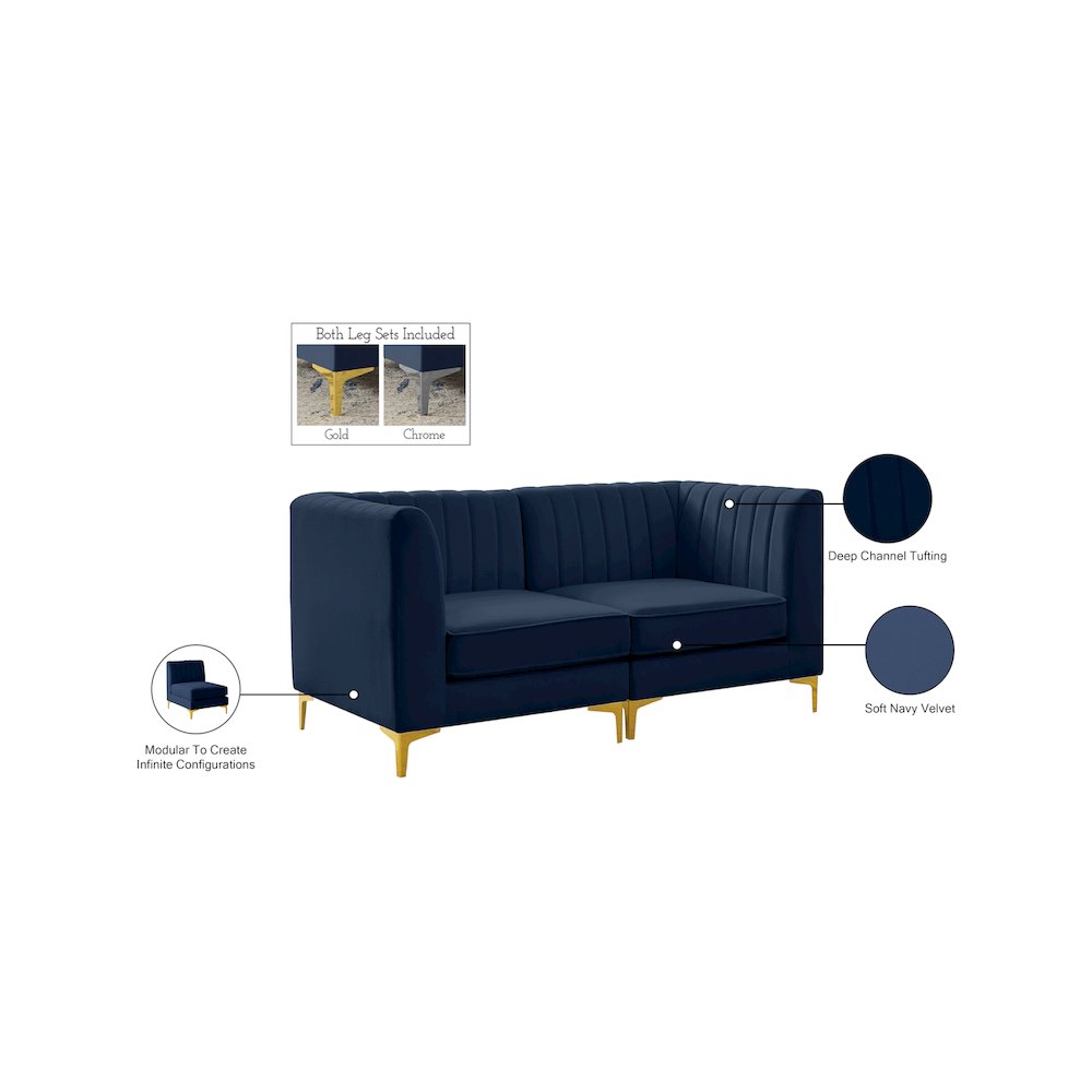 Alina Navy Velvet Modular Sofa. Picture 17