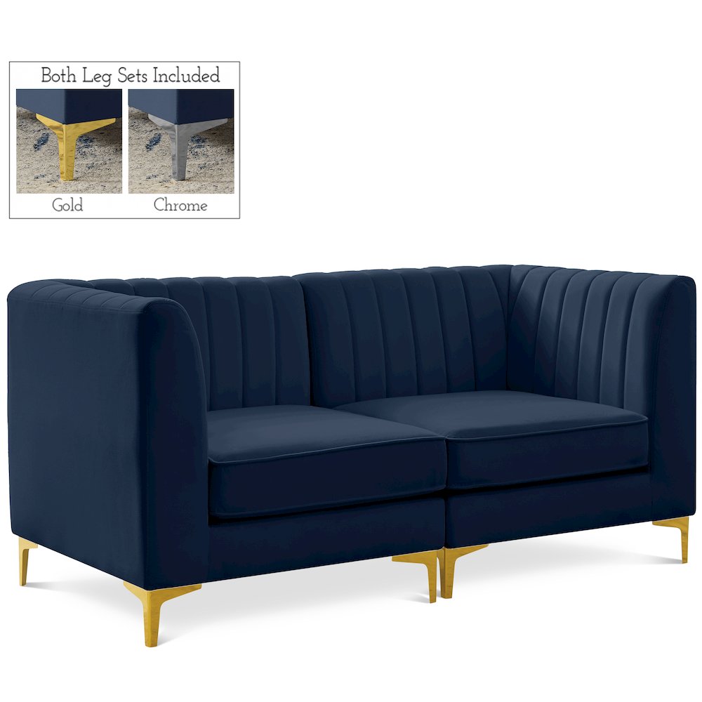 Alina Navy Velvet Modular Sofa. Picture 1