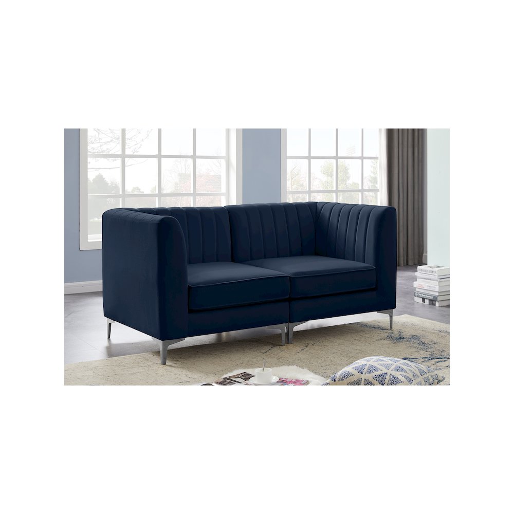 Alina Navy Velvet Modular Sofa. Picture 3