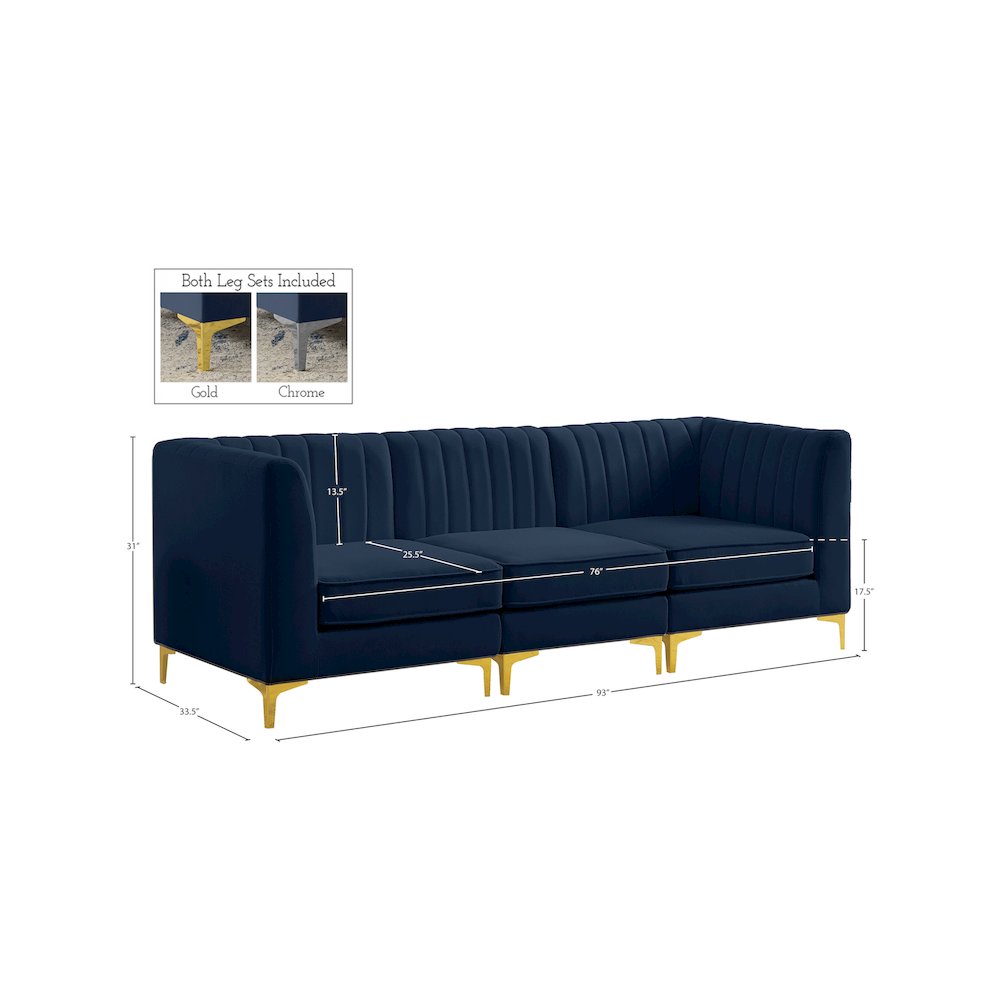 Alina Navy Velvet Modular Sofa. Picture 16
