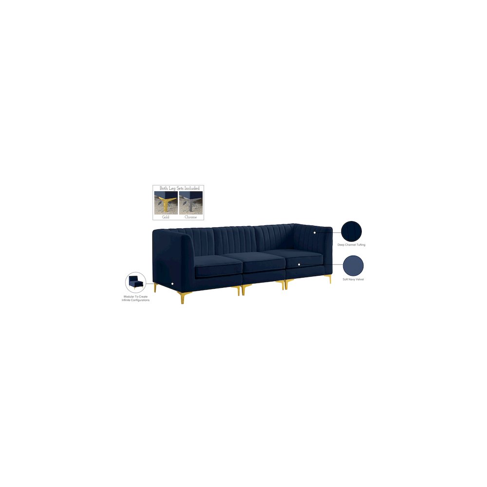 Alina Navy Velvet Modular Sofa. Picture 17