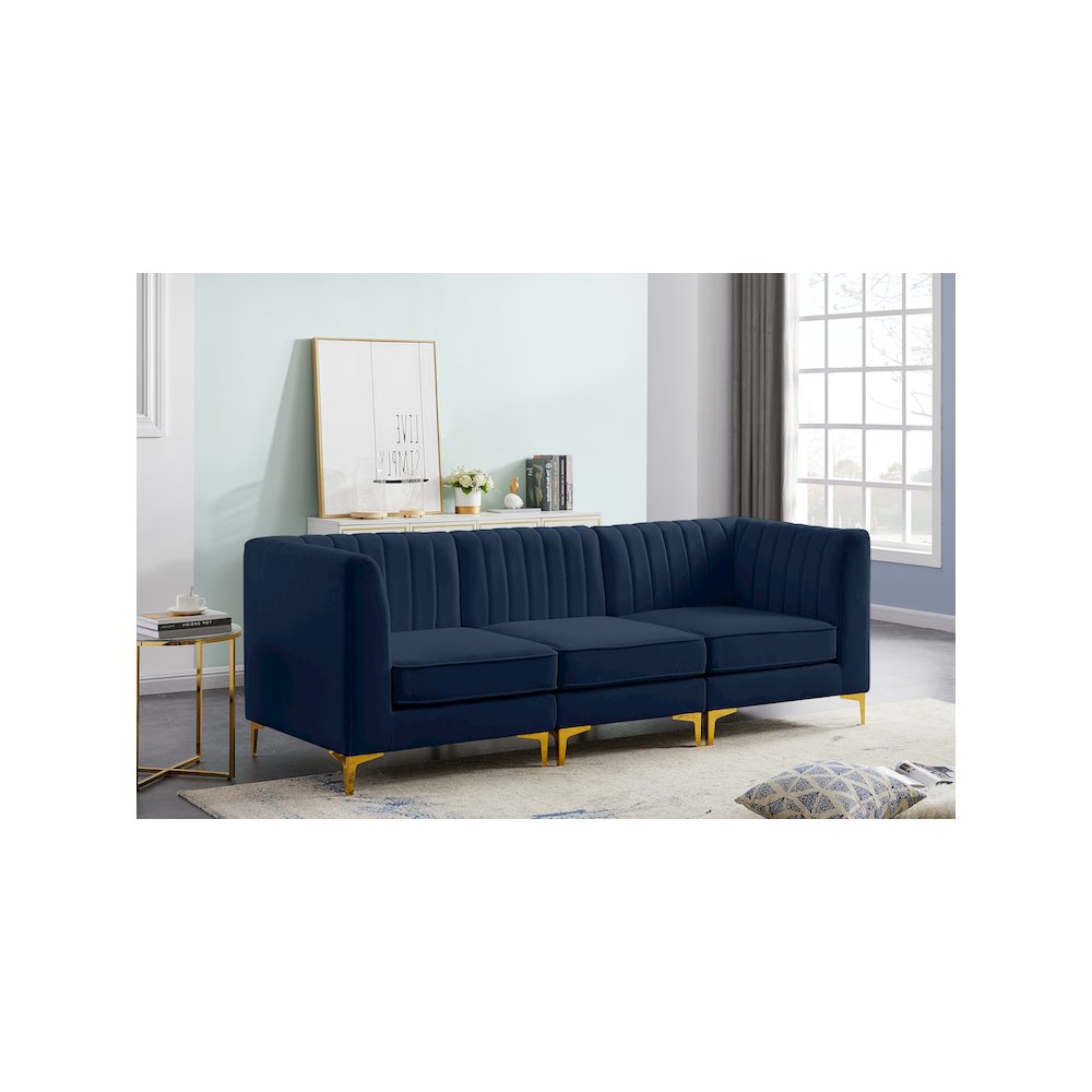 Alina Navy Velvet Modular Sofa. Picture 2