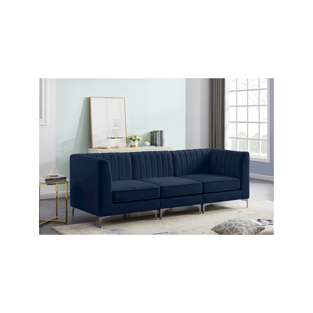 Alina Navy Velvet Modular Sofa. Picture 3