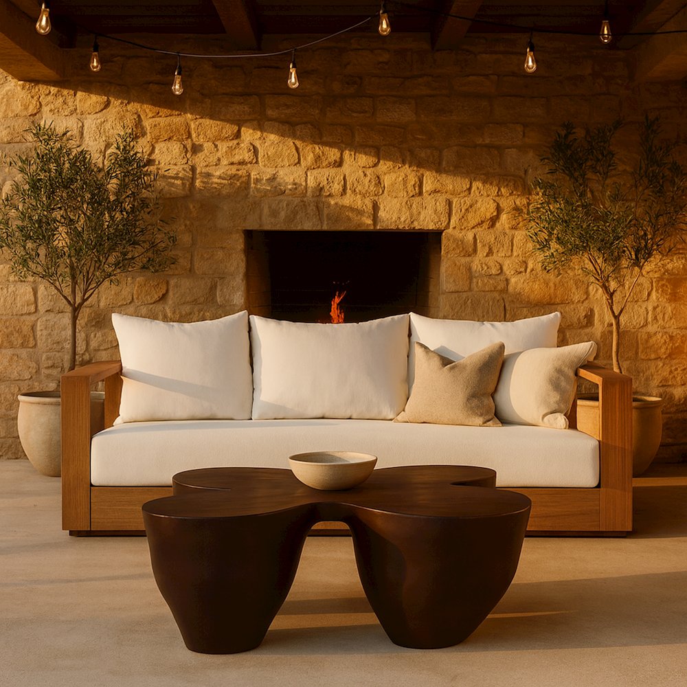 Fiore Brown Concrete Indoor/Outdoor Coffee Table. Picture 7