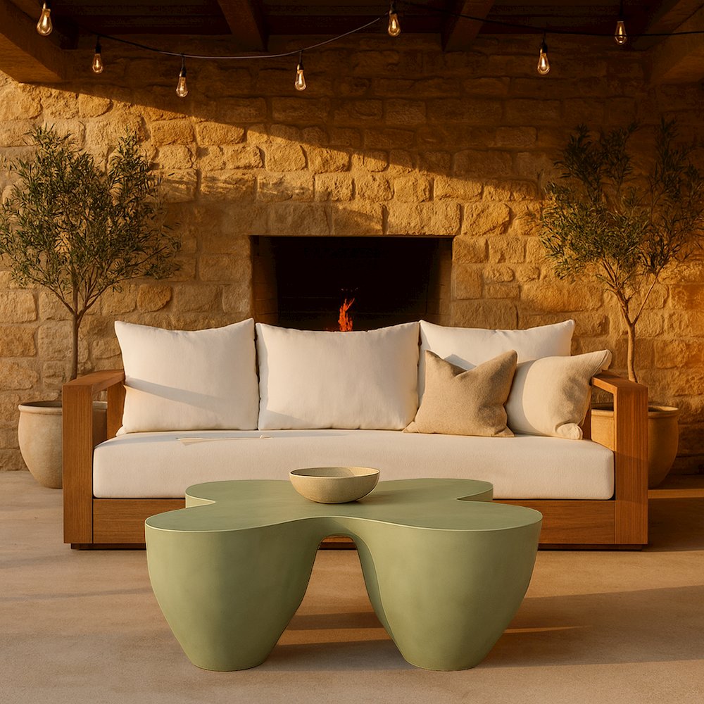 Fiore Green Concrete Indoor/Outdoor Coffee Table. Picture 7