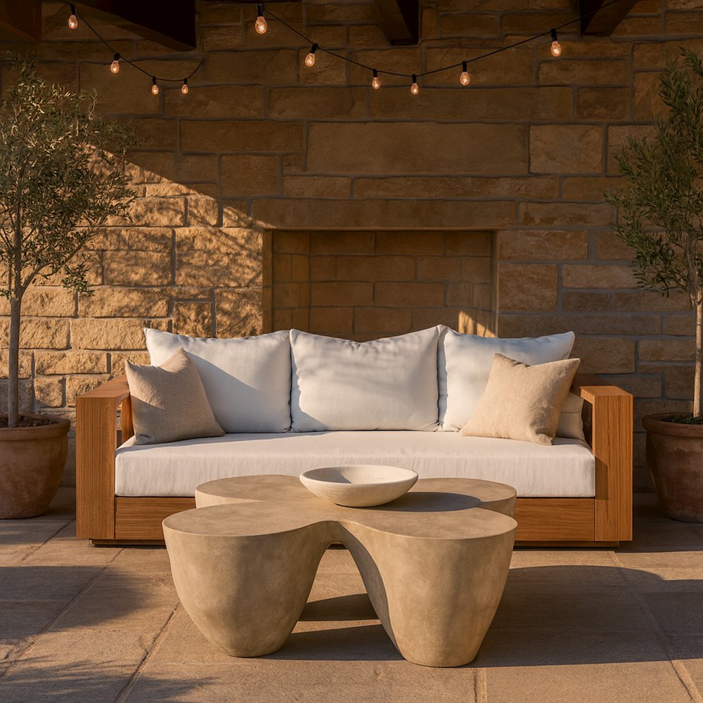 Fiore Beige Concrete Indoor/Outdoor Coffee Table. Picture 7