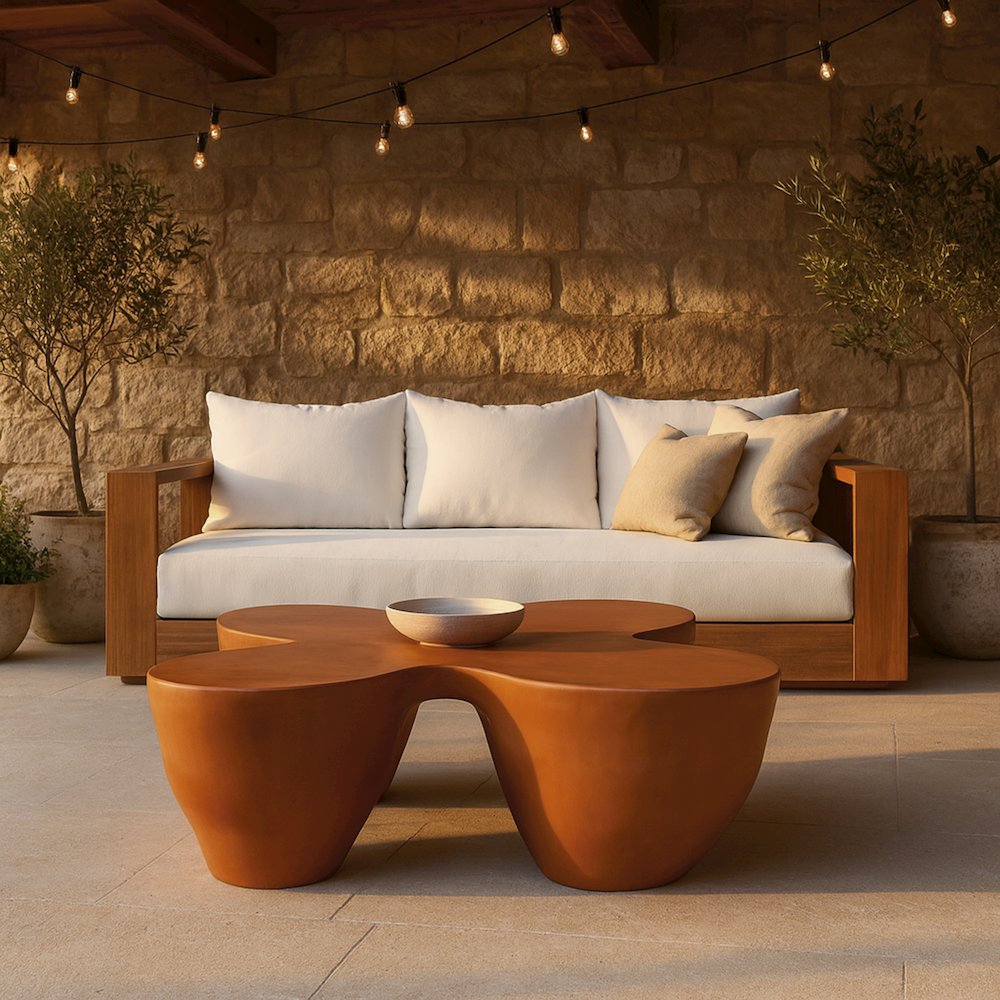 Fiore Terracotta Concrete Indoor/Outdoor Coffee Table. Picture 7