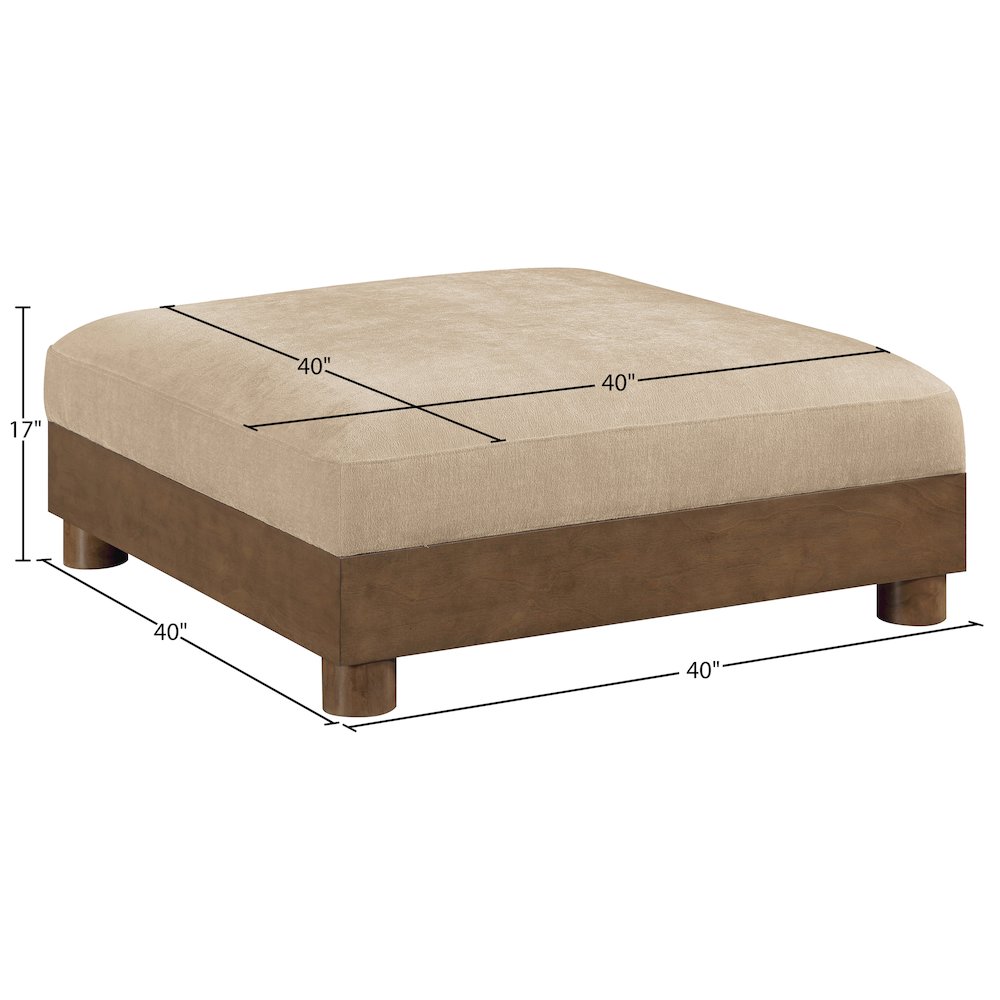 Turin Beige Chenille Fabric Upholstered Modular Ottoman. Picture 3