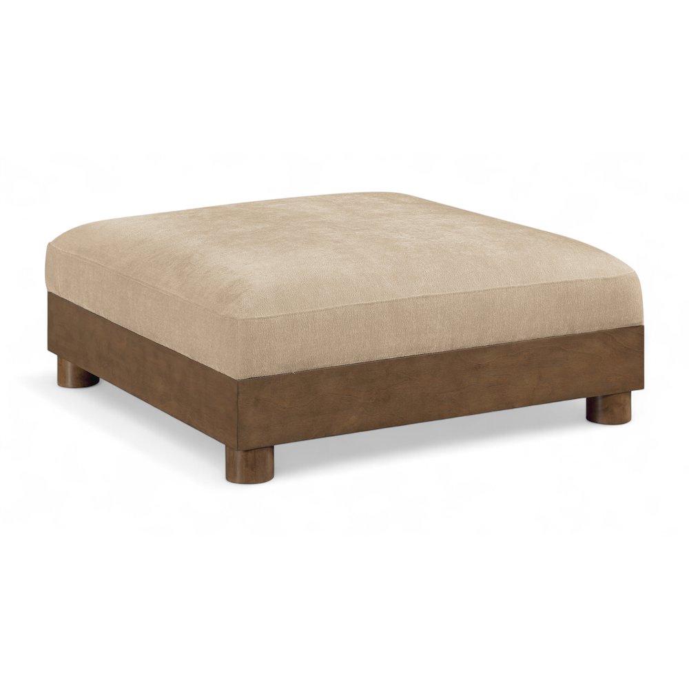 Turin Beige Chenille Fabric Upholstered Modular Ottoman. Picture 1